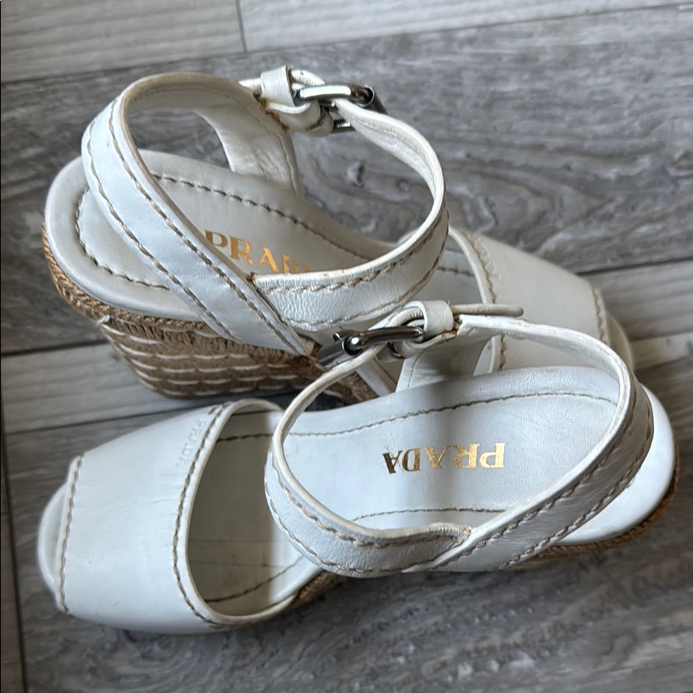 Prada White Women's Wedge Sandals